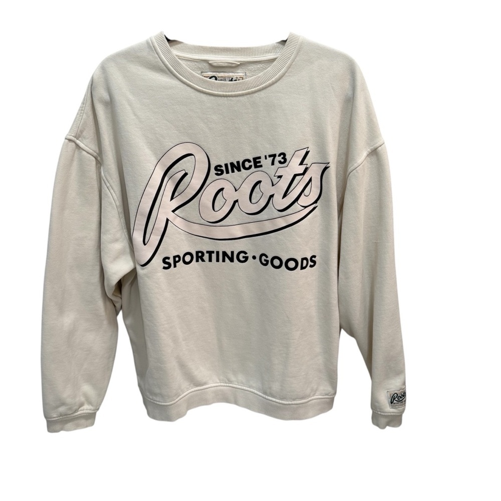 Roots Athletics Canada Crewneck Sweatshirt L-XL Puff Print Unisex M/M W/L